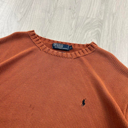 VINTAGE Y2K POLO RALPH LAUREN CHUNKY KNITTED JUMPER ORANGE
