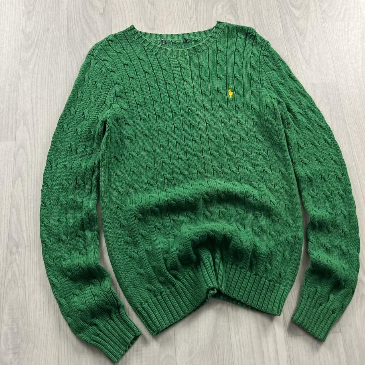 VINTAGE Y2K POLO RALPH LAUREN CABLE CHUNKY KNITTED JUMPER GREEN