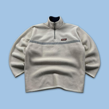 VINTAGE Y2K TEDDY SMITH QUARTER ZIP FLEECE SWEATSHIRT CREAM