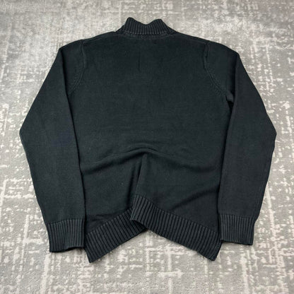 VINTAGE Y2K EDDIE BAUER CHUNKY QUARTER ZIP KNITTED JUMPER BLACK