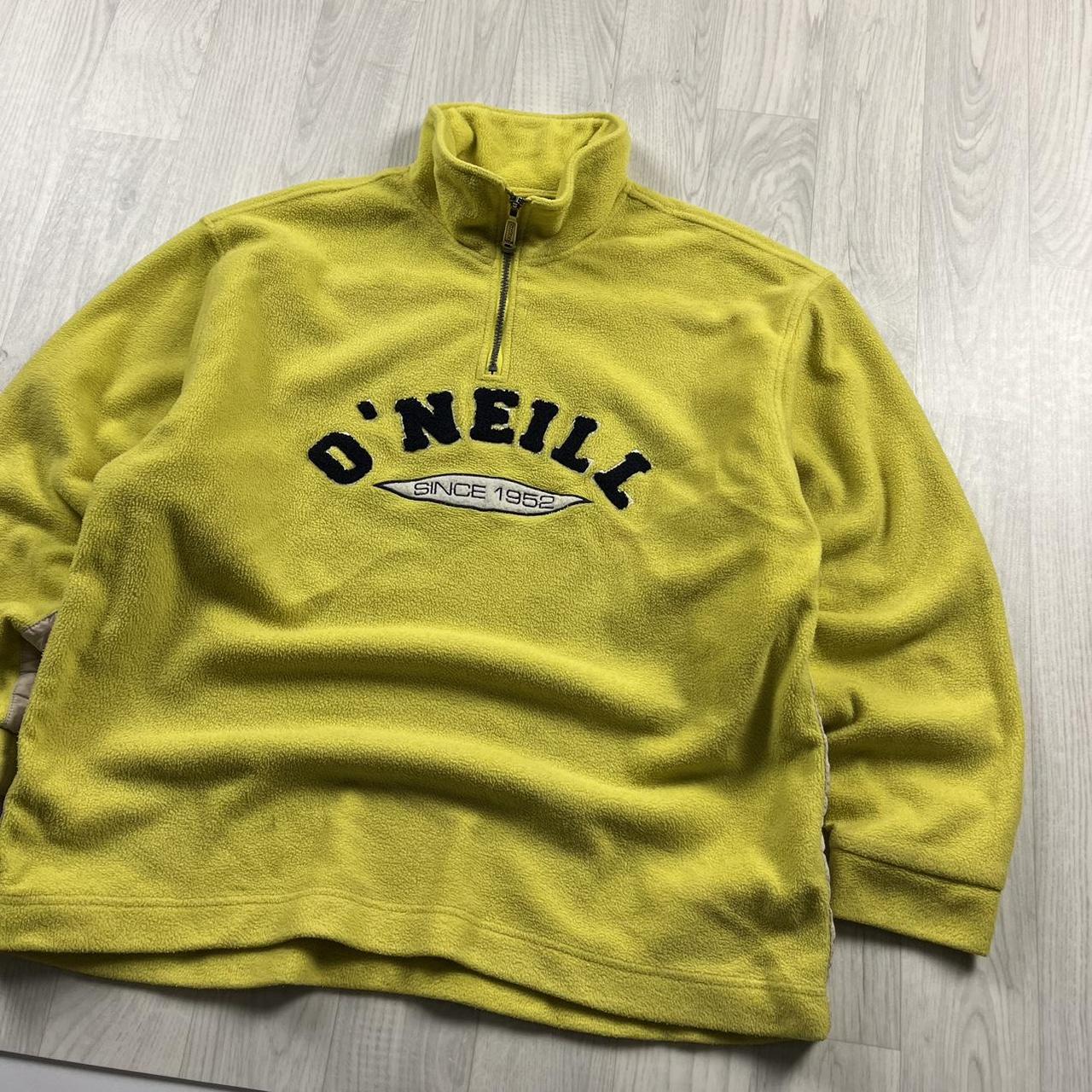 VINTAGE Y2K O’NEILL SPELL OUT QUARTER ZIP FLEECE SWEATSHIRT YELLOW