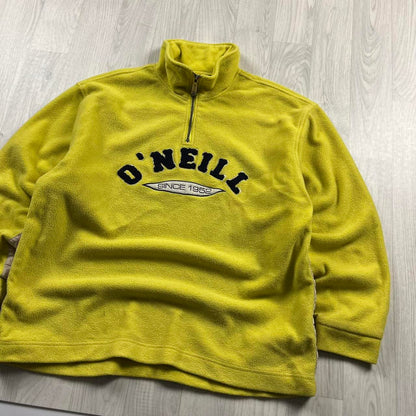 VINTAGE Y2K O’NEILL SPELL OUT QUARTER ZIP FLEECE SWEATSHIRT YELLOW