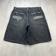 VINTAGE Y2K CSG BAGGY EMBROIDERED JORTS BLACK