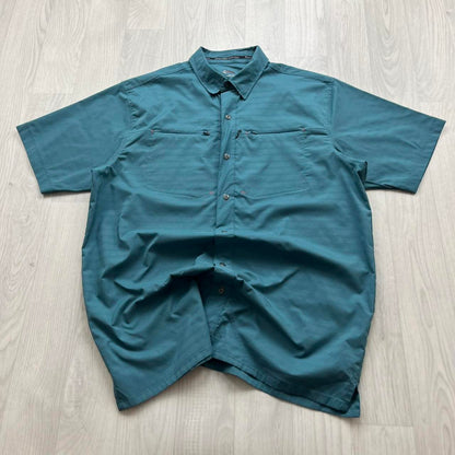 VINTAGE Y2K SHORT SLEEVE UTILITY SHIRT BLUE