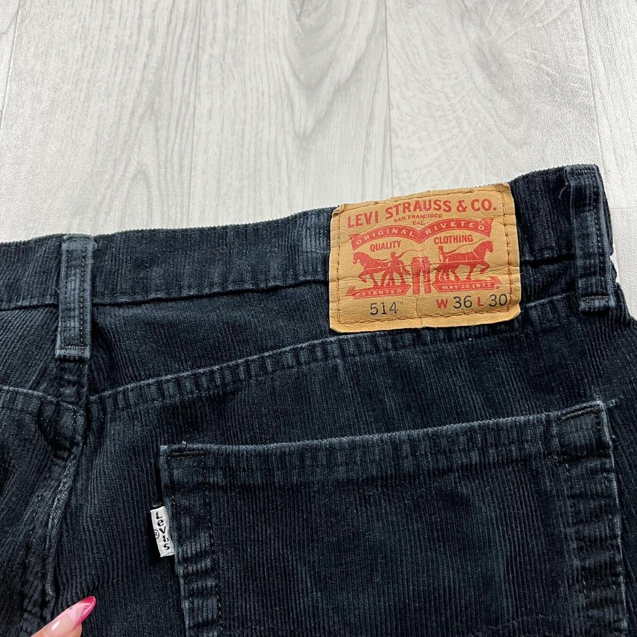 VINTAGE LEVIS 514 WHITE TABS STRAIGHT LEG CORDUROY JEANS BLACK