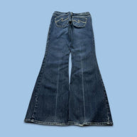 VINTAGE Y2K SILVER LOW RISE BOOTCUT FLARED JEANS BLUE