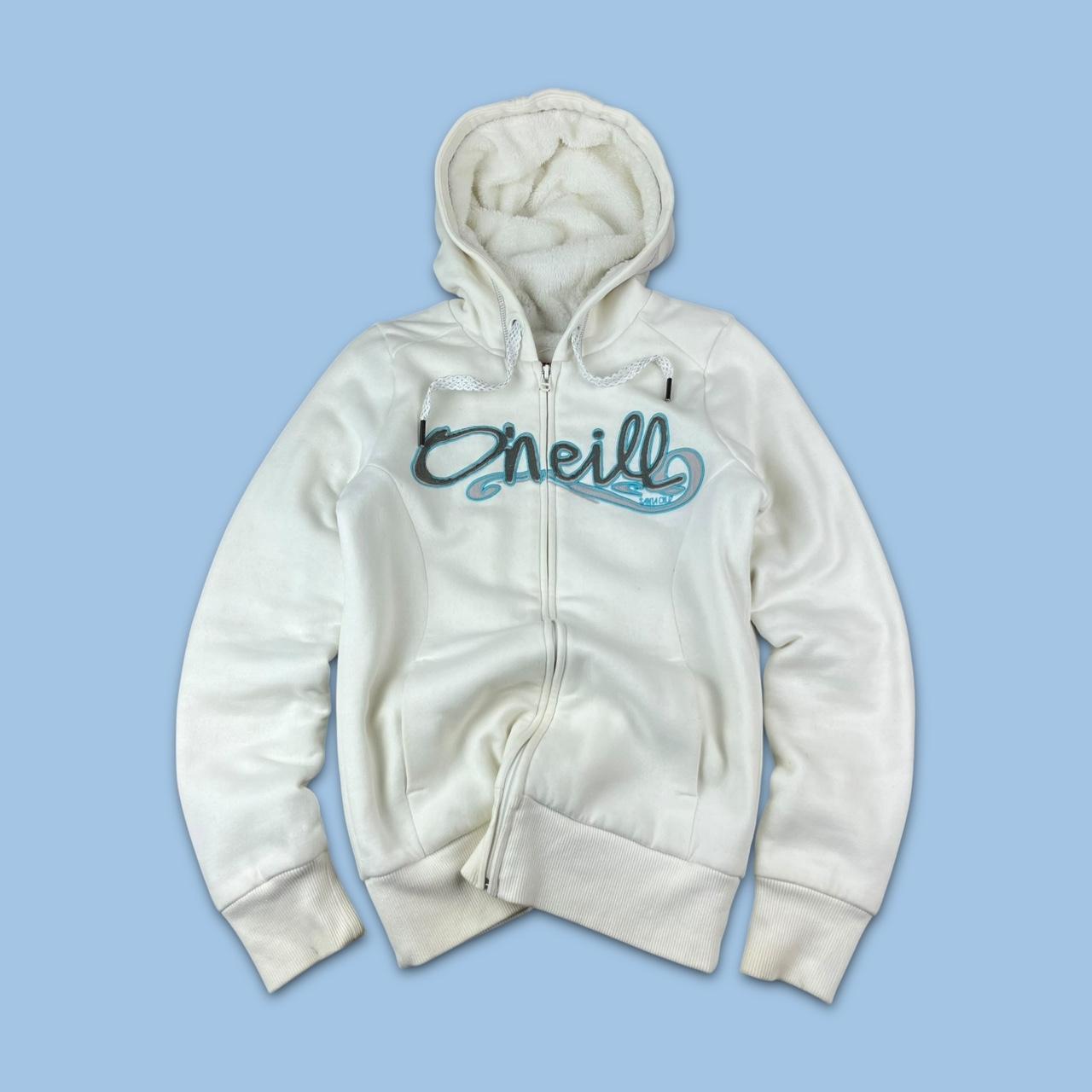 VINTAGE Y2K O’NEILL FLEECE LINED ZIP HOODIE WHITE