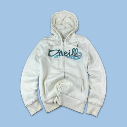 VINTAGE Y2K O’NEILL FLEECE LINED ZIP HOODIE WHITE