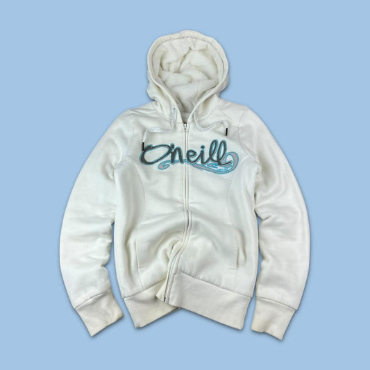 VINTAGE Y2K O’NEILL FLEECE LINED ZIP HOODIE WHITE