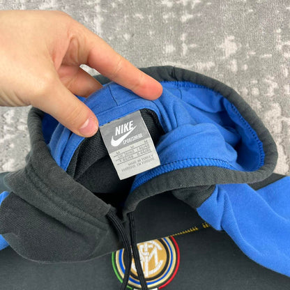 VINTAGE Y2K NIKE INTER MILAN SPELL OUT HOODIE BLACK / BLUE