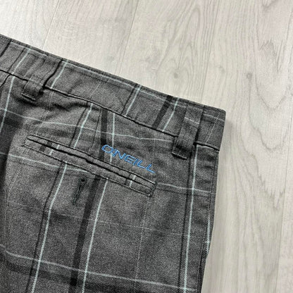 VINTAGE Y2K O’NEILL CHECKERED BAGGY LOOSE SURF SHORTS GREY