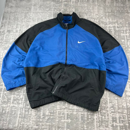 VINTAGE 90s NIKE SPORTY WINDBREAKER TRACKSUIT JACKET BLUE / BLACK