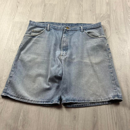 VINTAGE 00s WRANGLER BAGGY LOOSE CARPENTER JORTS BLUE