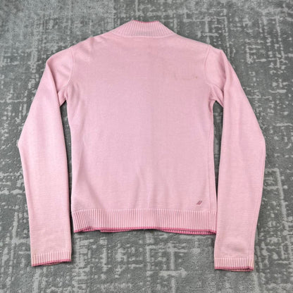 VINTAGE Y2K ADIDAS ZIP UP KNITTED JUMPER BABY PINK