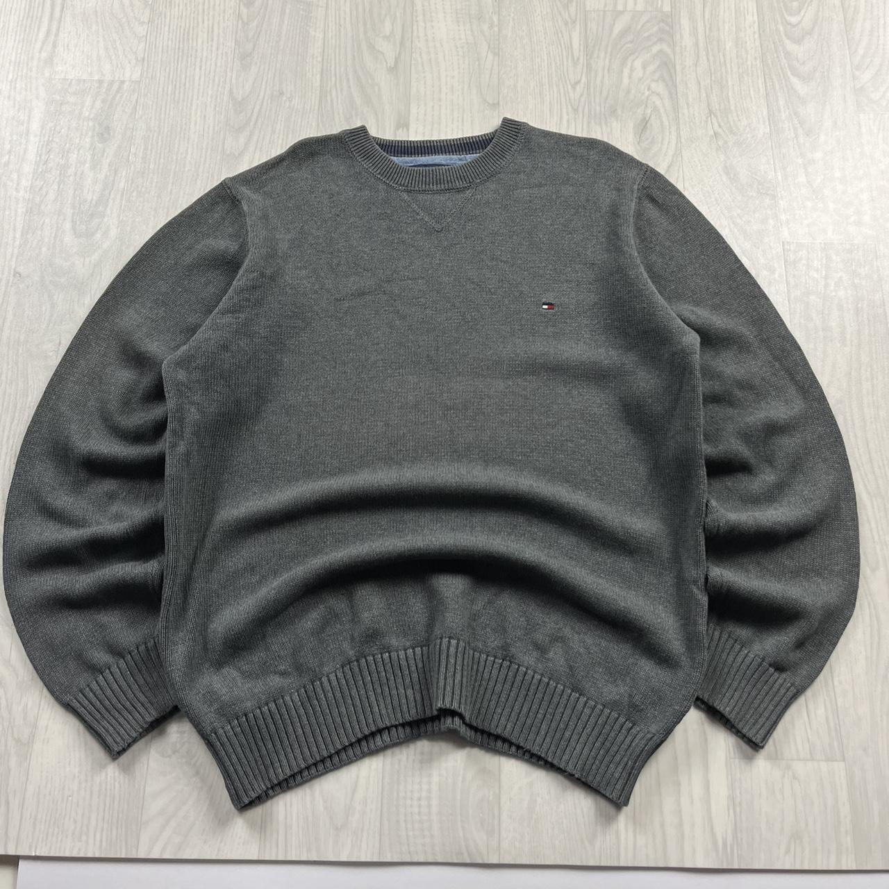 VINTAGE Y2K TOMMY HILFIGER CHUNKY KNITTED JUMPER GREY