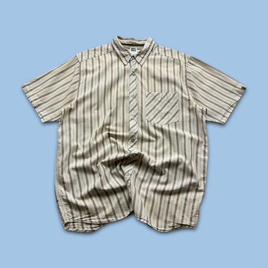 VINTAGE Y2K THE NORTH FACE STRIPED SHORT SLEEVE SHIRT CREAM
