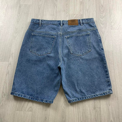 VINTAGE ROUTE 66 BAGGY LOOSE SKATER JORTS BLUE (38w)