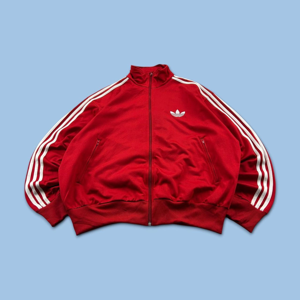 VINTAGE Y2K ADIDAS FIREBIRD ZIP UP TRACK JACKET RED