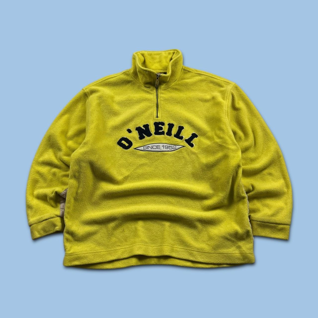 VINTAGE Y2K O’NEILL SPELL OUT QUARTER ZIP FLEECE SWEATSHIRT YELLOW