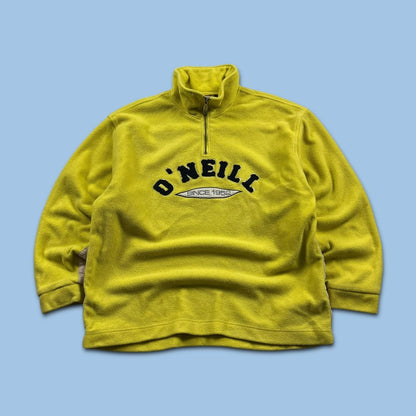 VINTAGE Y2K O’NEILL SPELL OUT QUARTER ZIP FLEECE SWEATSHIRT YELLOW