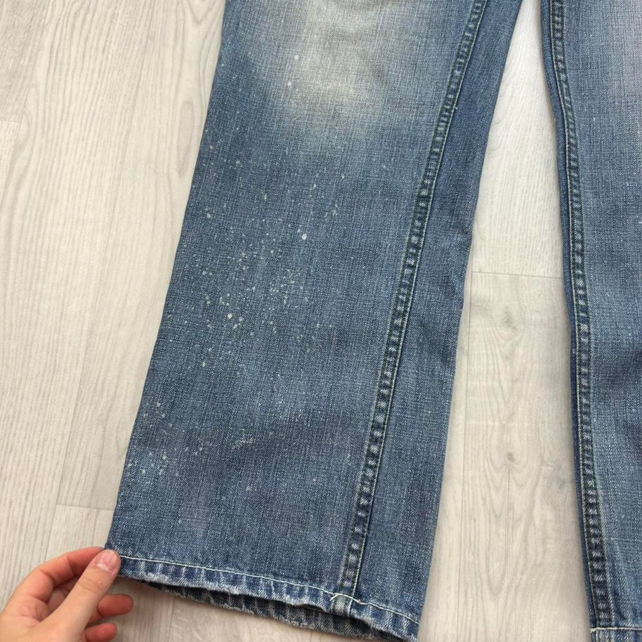 VINTAGE Y2K AKOO BAGGY EMBROIDERED JEANS BLUE