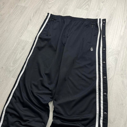 VINTAGE Y2K NAUTICA SIDE STRIPE WIDE LEG POPPER TRACKSUIT BOTTOMS BLACK