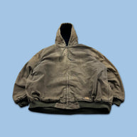 VINTAGE Y2K BERNE WORKWEAR ACTIVE HOODED BOMBER JACKET KHAKI