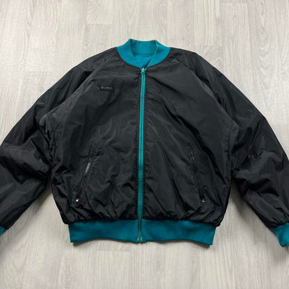 VINTAGE 00s COLUMBIA 2 IN 1 REVERSIBLE PUFFER BOMBER JACKET BLACK BLUE