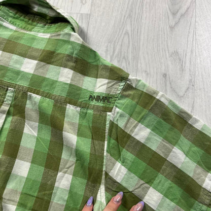 VINTAGE Y2K ANIMAL CHECKERED SHORT SLEEVE SHIRT GREEN