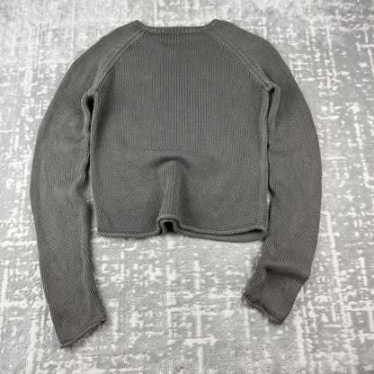 VINTAGE Y2K DKNY CROPPED SPELL OUT KNITTED JUMPER BROWN