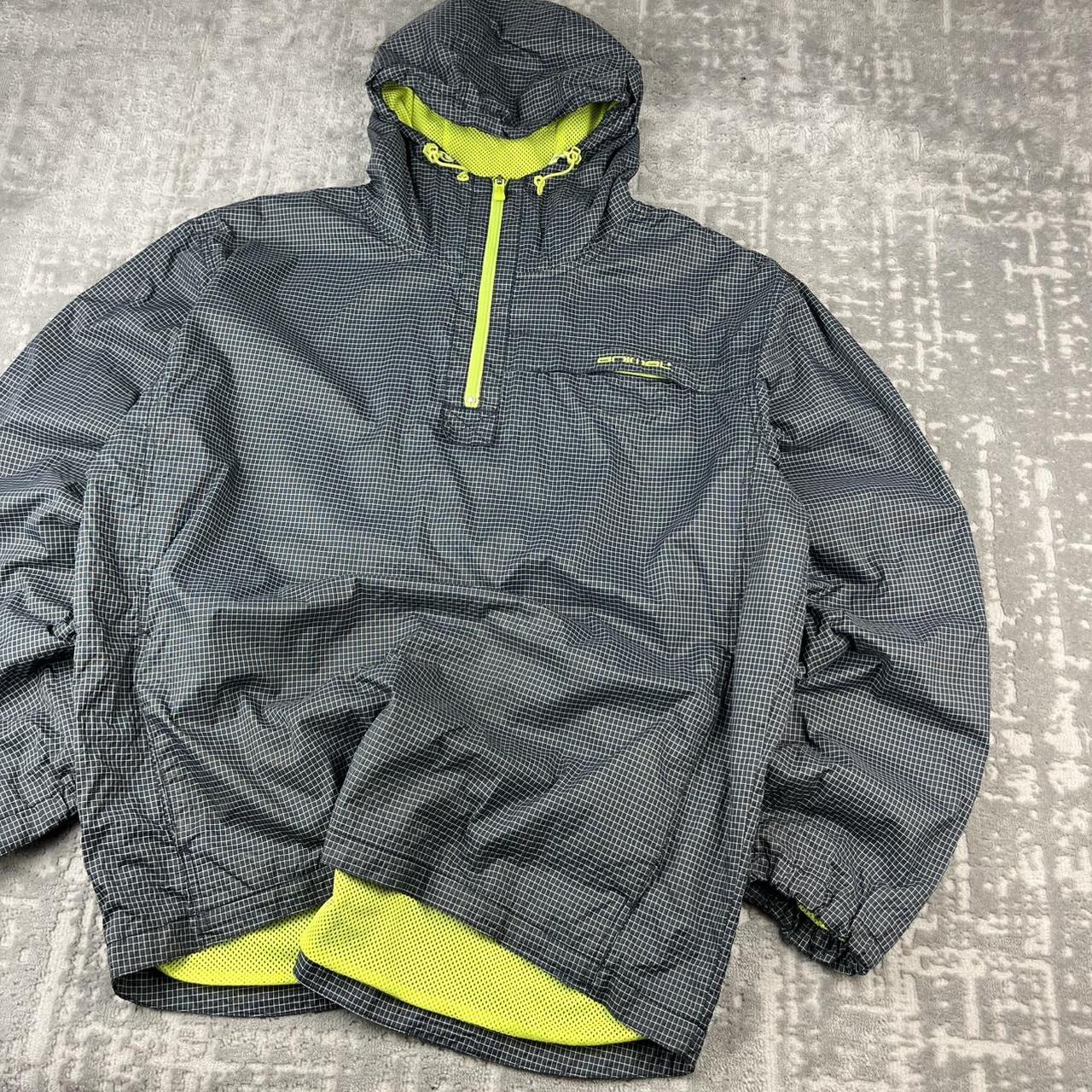 VINTAGE Y2K ANIMAL GINGHAM QUARTER ZIP WINDBREAKER JACKET