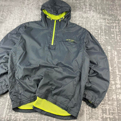 VINTAGE Y2K ANIMAL GINGHAM QUARTER ZIP WINDBREAKER JACKET