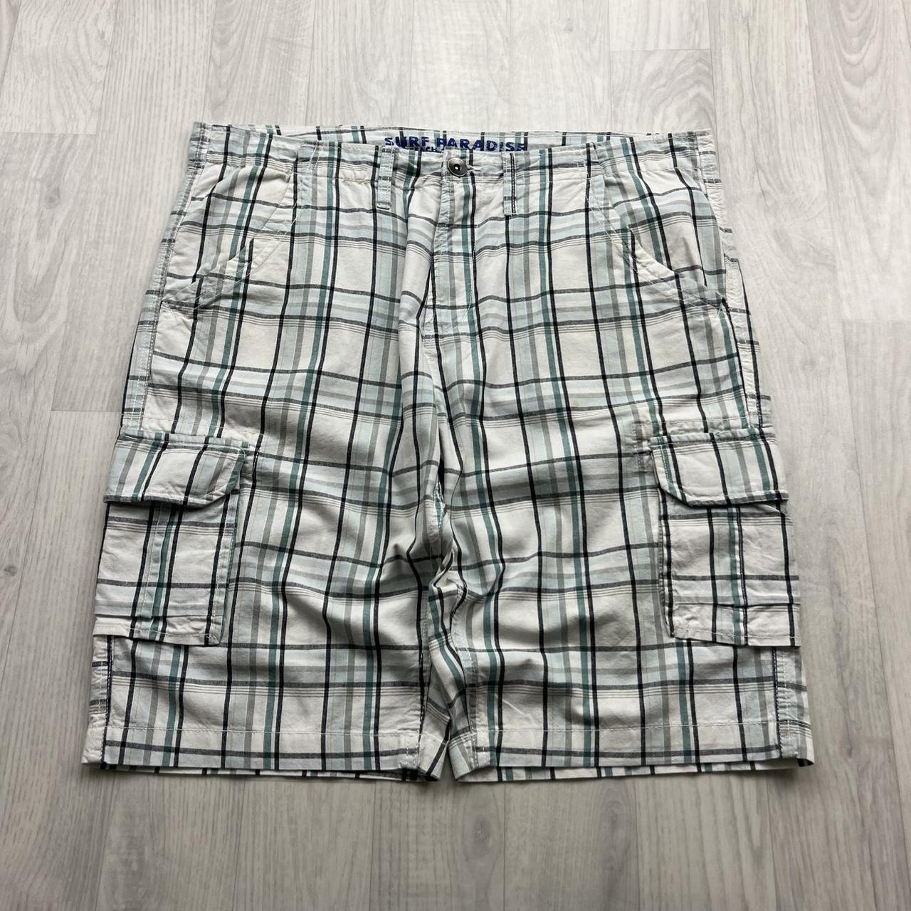 VINTAGE Y2K BAGGY CHECKERED PLAID SHORTS WHITE