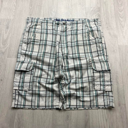 VINTAGE Y2K BAGGY CHECKERED PLAID SHORTS WHITE