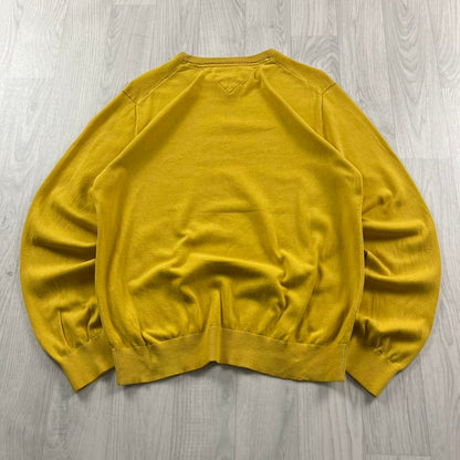 VINTAGE Y2K TOMMY HILFIGER FLAG KNITTED JUMPER YELLOW (M)