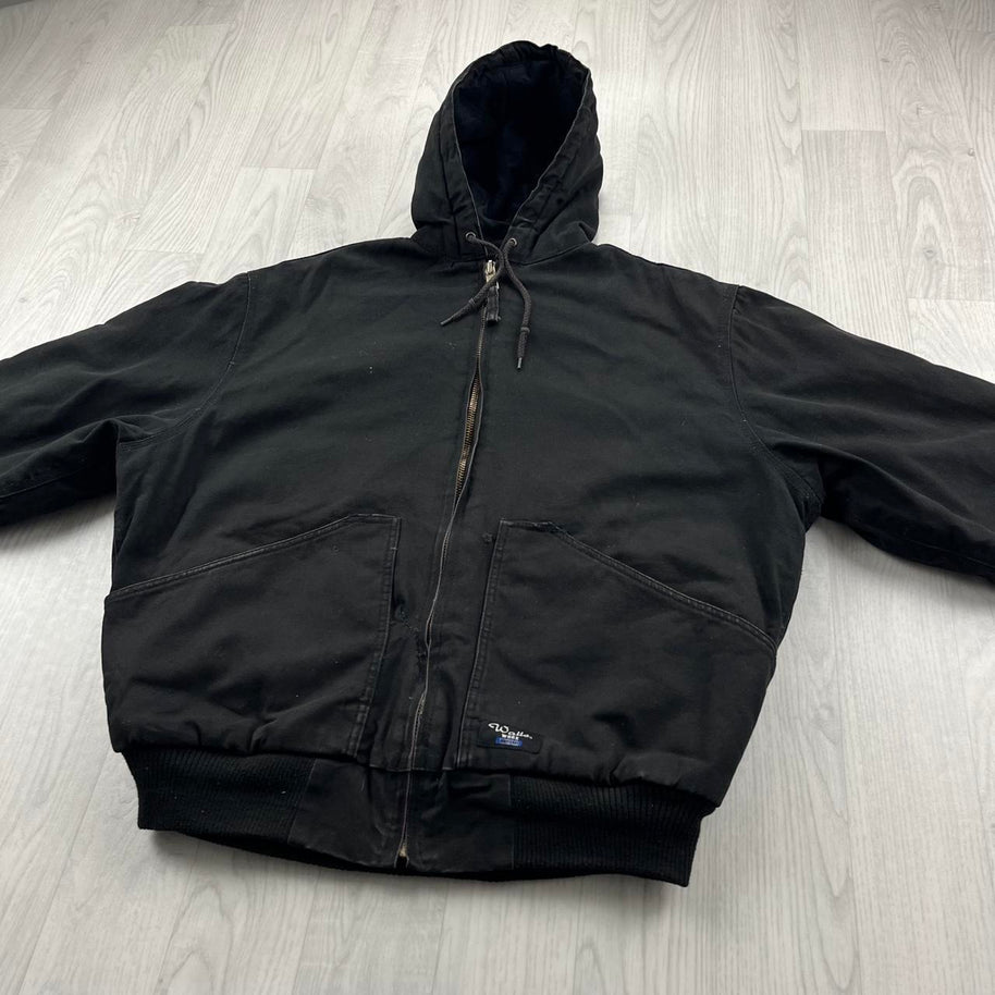 VINTAGE Y2K WALLS HOODED WORKWEAR BOMBER JACKET BLACK