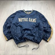 VINTAGE Y2K RUSSELL ATHLETIC NOTRE DAME PULLOVER SHELL JACKET NAVY