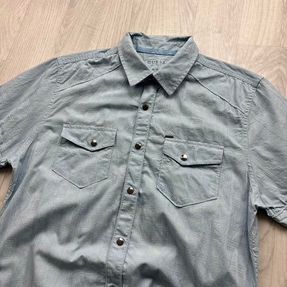 VINTAGE Y2K GUESS SHORT SLEEVE SHIRT LIGHT BLUE