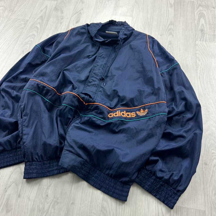 VINTAGE 90s ADIDAS LIGHTWEIGHT TRACK JACKET NAVY