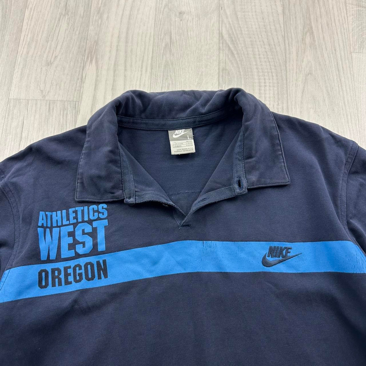 VINTAGE Y2K NIKE OREGON LONG SLEEVE RUGBY POLO SHIRT NAVY