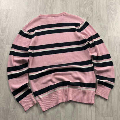 VINTAGE Y2K KICKERS STRIPED KNITTED JUMPER BABY PINK BLACK