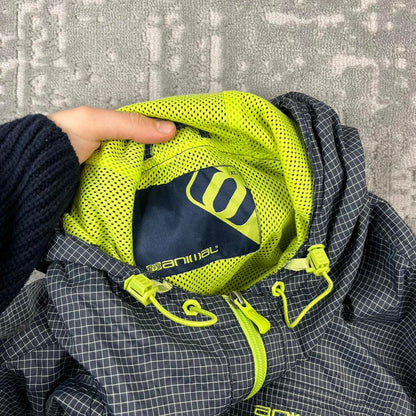 VINTAGE Y2K ANIMAL GINGHAM QUARTER ZIP WINDBREAKER JACKET