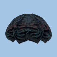 VINTAGE 90s PATTERN KNITTED JUMPER CHARCOAL GREY