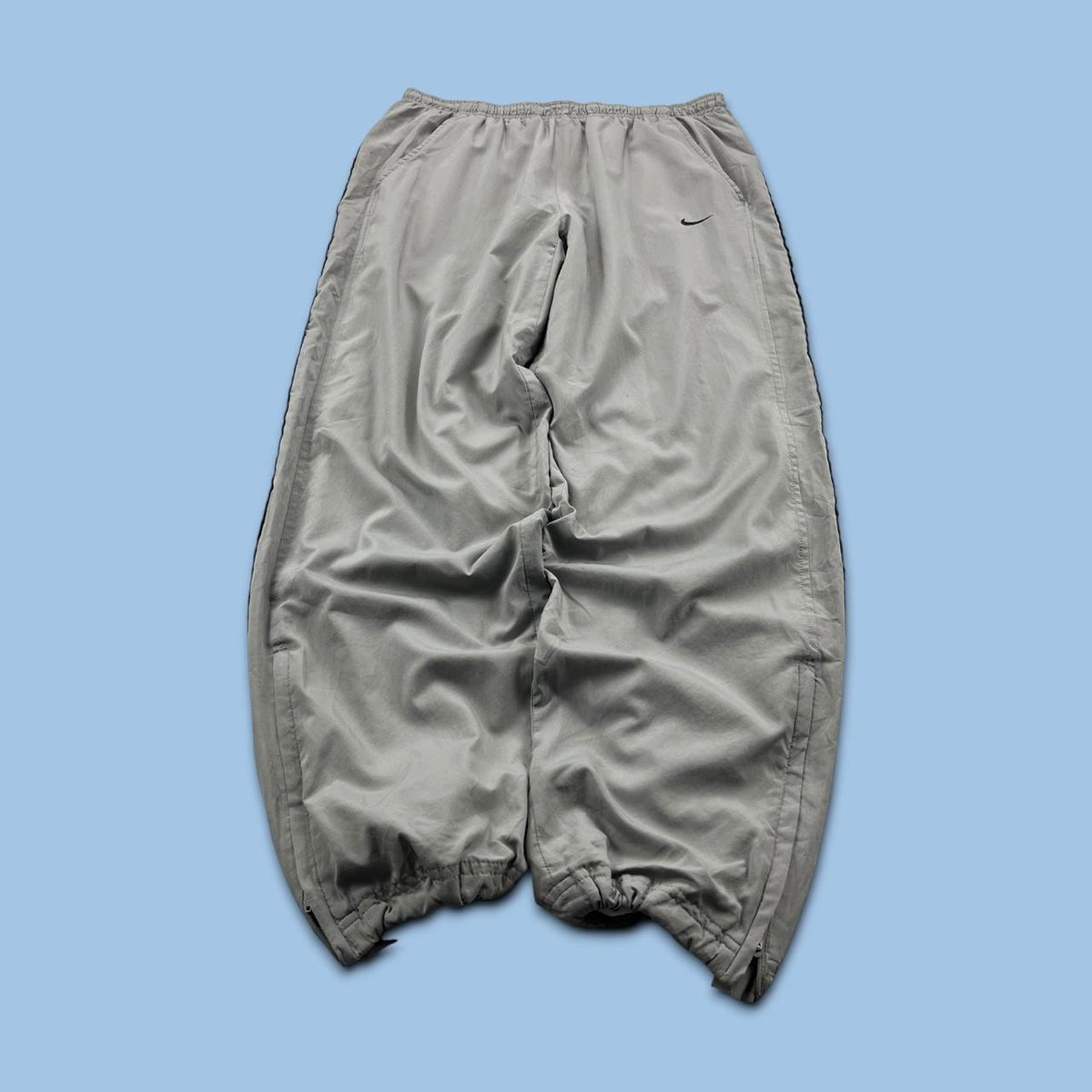 VINTAGE Y2K NIKE BAGGY TECHNICAL TRACKSUIT BOTTOMS GREY
