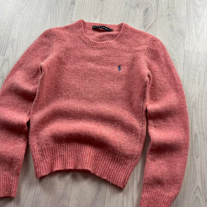 VINTAGE Y2K RALPH LAUREN CHUNKY WOOL KNITTED JUMPER PINK
