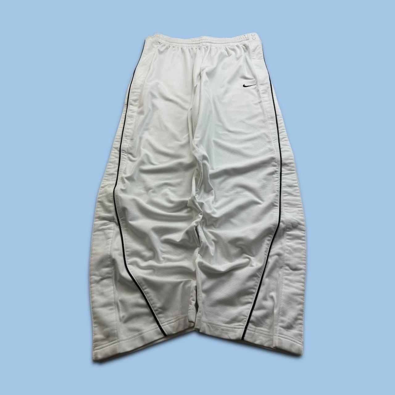VINTAGE Y2K NIKE TEAM WIDE LEG TRACKSUIT BOTTOMS WHITE