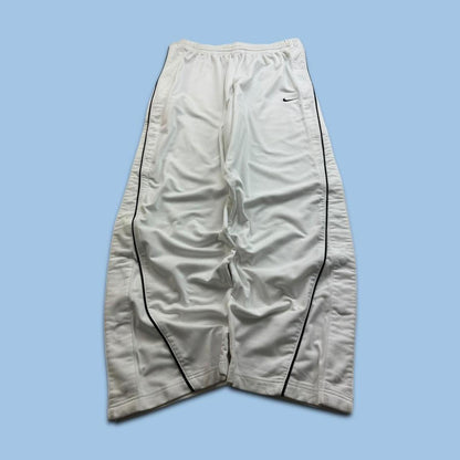 VINTAGE Y2K NIKE TEAM WIDE LEG TRACKSUIT BOTTOMS WHITE