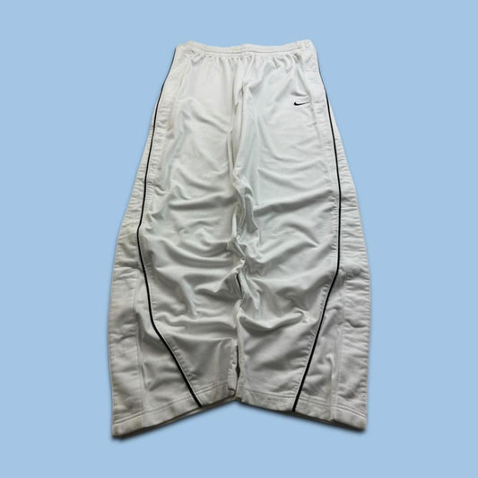 VINTAGE Y2K NIKE TEAM WIDE LEG TRACKSUIT BOTTOMS WHITE