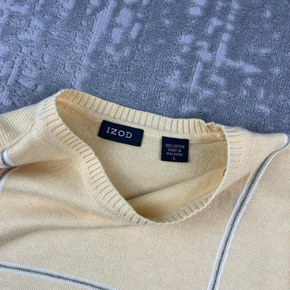 VINTAGE Y2K IZOD PLAID PATTERN CHUNKY ESSENTIAL KNITTED JUMPER YELLOW