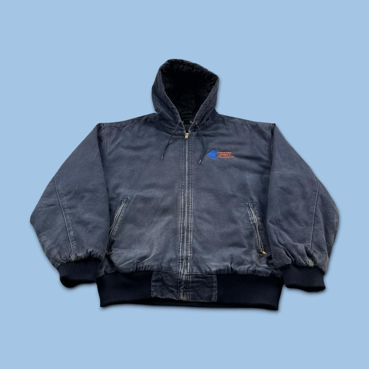 VINTAGE Y2K HOODED WORKWEAR BOMBER ACTIVE JACKET NAVY